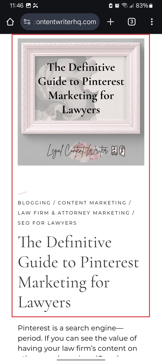 Definitive Guide to Pinterest Marketing for Lawyers - Cell Phone Screenshot