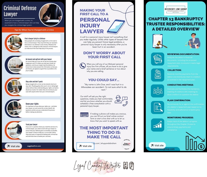 Definitive Guide to Pinterest Marketing for Lawyers - Sample Attorney Infographics